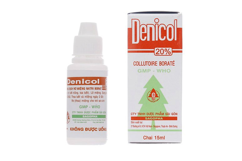 Thuốc Denicol với thành phần hóa học dùng để rơ miệng cho trẻ