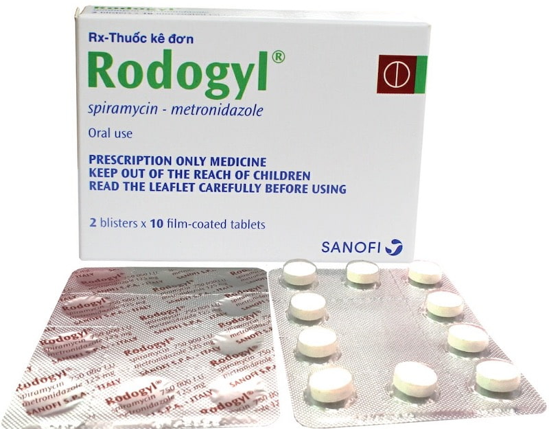 Rodogyl là kháng sinh có màu trắng, đóng gói dưới dạng viên nén