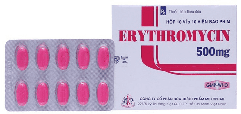 Erythromycin là thuốc kháng sinh thuộc nhóm macrolid, tác động được nhiều chủng vi khuẩn khác nhau