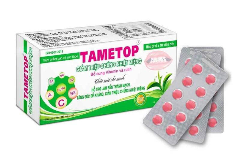 Thuốc nhiệt miệng Tametop có bảng thành phần đặc biệt và được đánh giá cao
