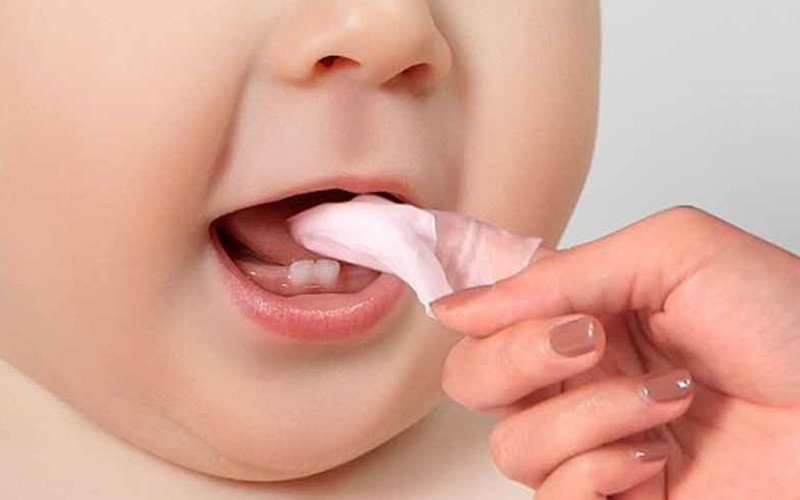 Đánh tưa lưỡi cho bé 2 lần/ngày để làm sạch mảng bám thức ăn và vi khuẩn