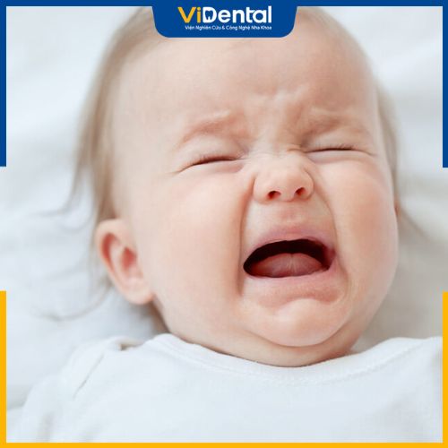 Bé bị đau khi mọc răng hàm hoặc các răng khác dễ quấy khóc